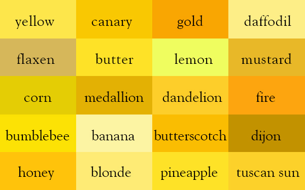 color-thesaurus-correct-names-yellow-shades