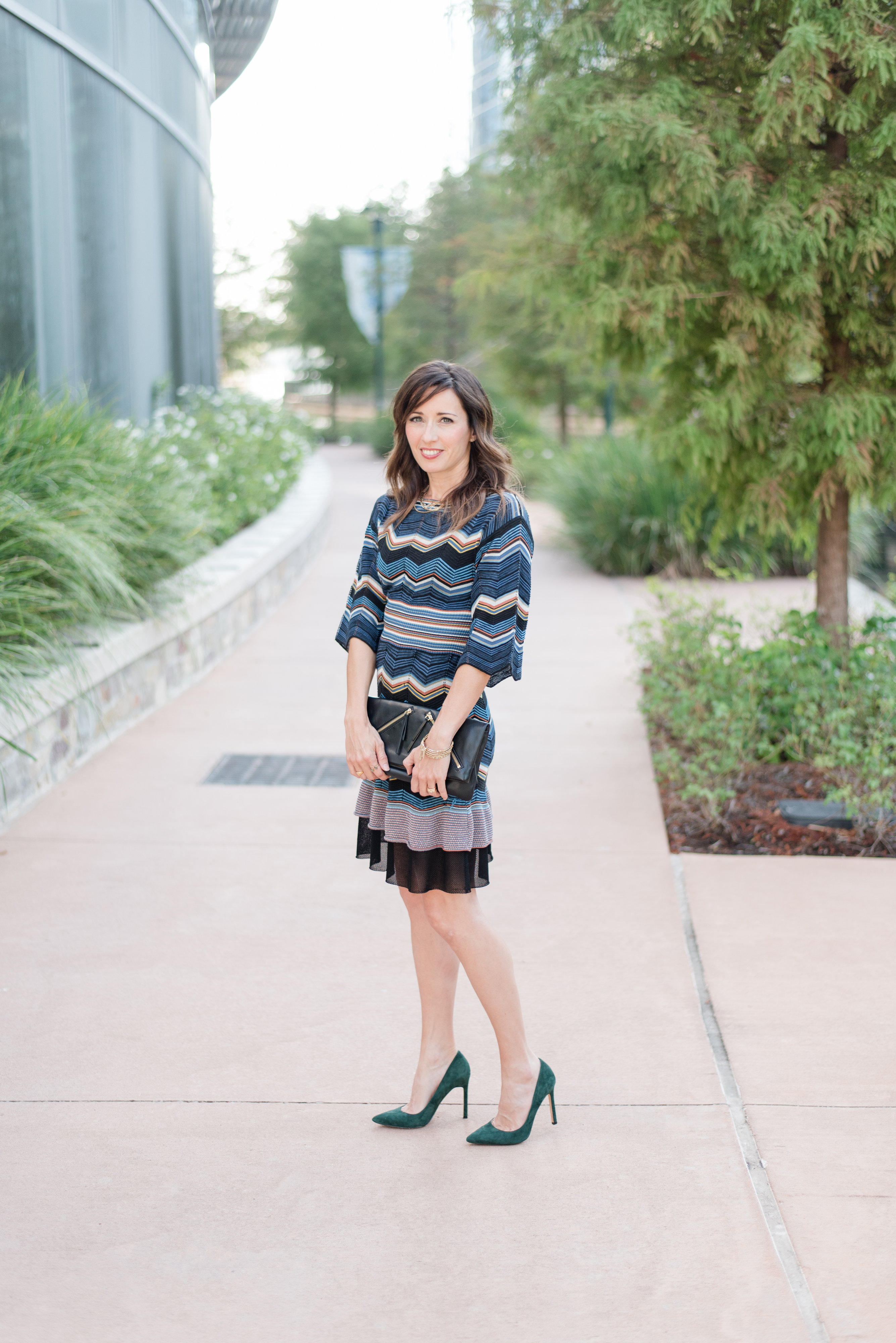 My favorite Fall Dress, accessorizing, mixed metal, necklace, Missoni, zig zag, pretty, leather clutch, fall colors, textures, method39, my style, wardrobe stylist, your stylist, fall fashion