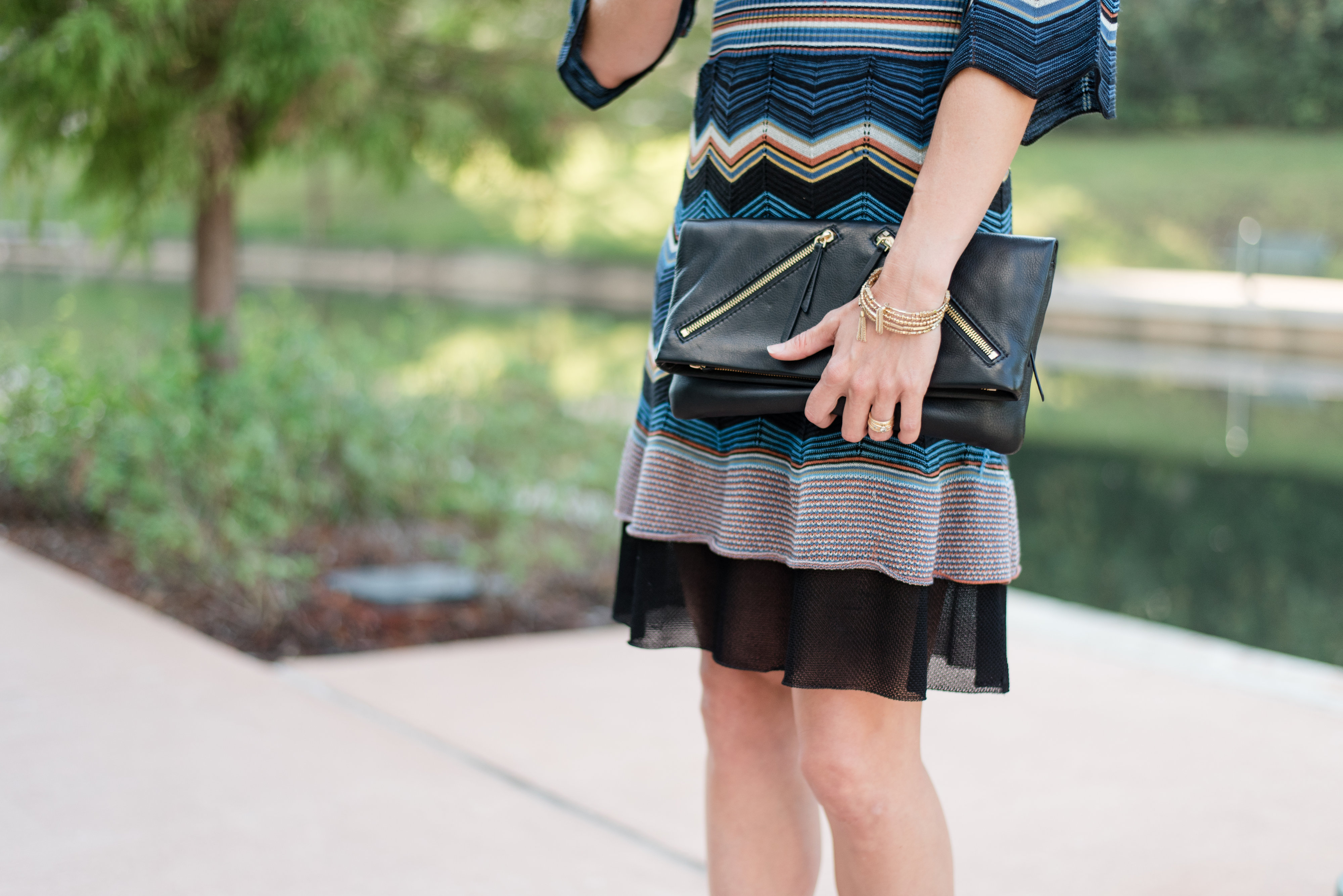 My favorite Fall Dress, accessorizing, mixed metal, necklace, Missoni, zig zag, pretty, leather clutch, fall colors, textures, method39, my style, wardrobe stylist, your stylist, fall fashion