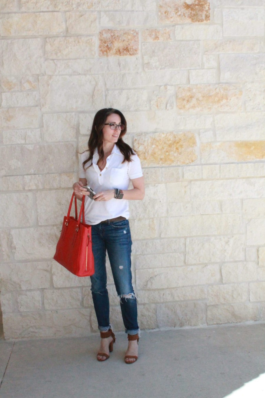 wardrobe stylist, personal stylist, method39, everyday street style, mom on the go, casual, classic, my style, red, white, blue, heels, today's look